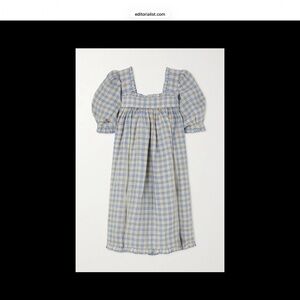 DOEN Frede Ruffled Checked Ramie Mini Dress In Blue XXS